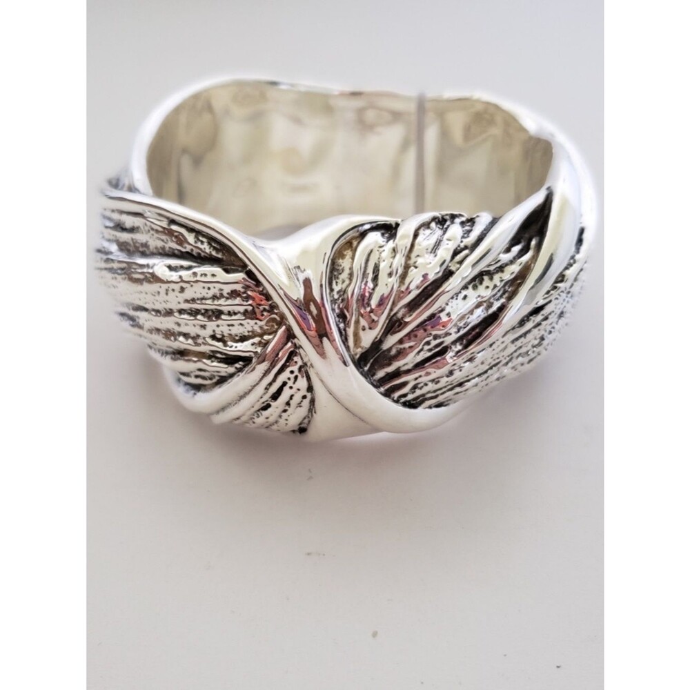 Shablool 925 Sterling Silver Textured Bangle Bracelet 8.25"
